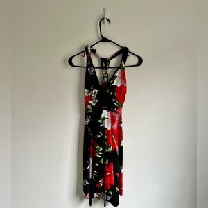 Tropical print hibiscus Hawaiian sundress